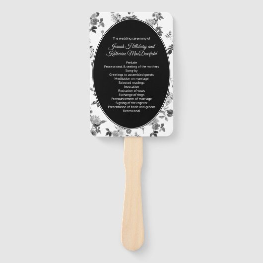 Éventail Ventilateur du programme de mariage floral noir et (Devant)