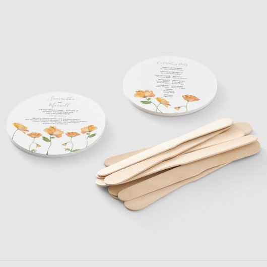 Éventail Ventilateur du programme de mariage floral orange (Non-assemblé)