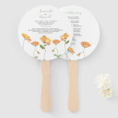 Éventail Ventilateur du programme de mariage floral orange (Devant et derrière)