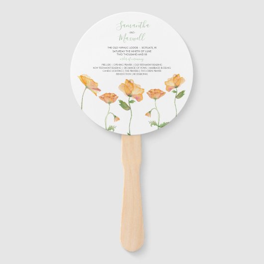 Éventail Ventilateur du programme de mariage floral orange (Devant)