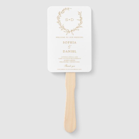 Éventail Ventilateur du programme de mariage formel Monogra (Devant)