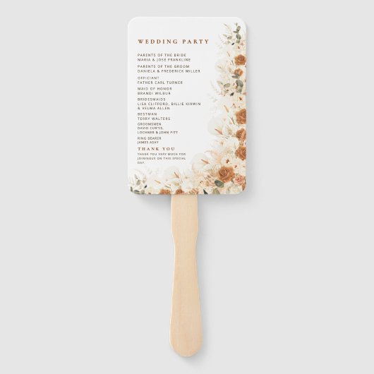 Éventail Ventilateur du programme de mariage | Main de céré (Dos)