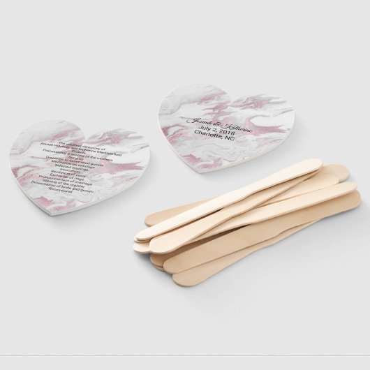 Éventail Ventilateur du programme de mariage marbré rose et (Non-assemblé)