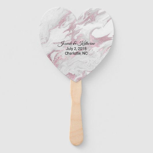 Éventail Ventilateur du programme de mariage marbré rose et (Dos)