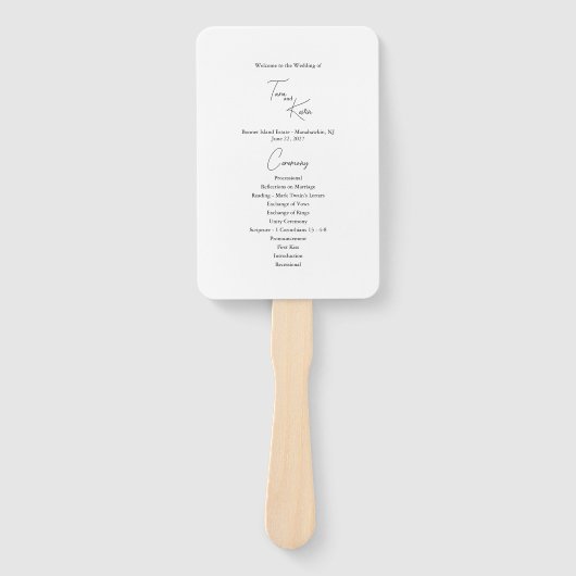 Éventail Ventilateur du programme de mariage noir minimalis (Devant)