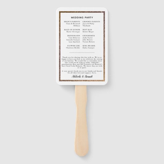 Éventail Ventilateur du programme de mariage pour cadre Par (Dos)