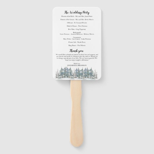 Éventail Ventilateur du programme de mariage pour la forêt  (Dos)