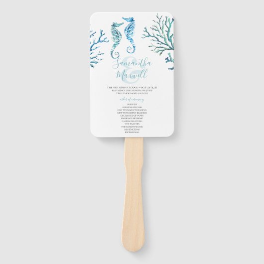 Éventail Ventilateur du programme de mariage pour les hippo (Devant)