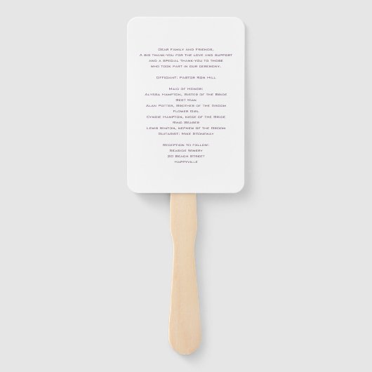 Éventail Ventilateur du programme de mariage pour oiseaux d (Dos)