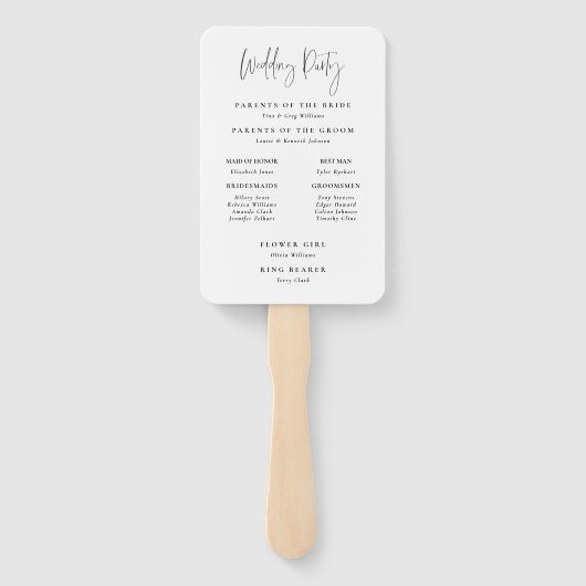 Éventail Ventilateur du programme de mariage pour typograph (Dos)