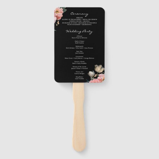 Éventail Ventilateur du programme de mariage romantique ave (Dos)