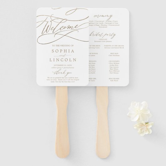 Éventail Ventilateur du programme de mariage romantique de (Devant et derrière)