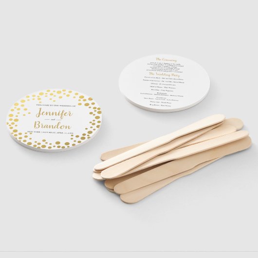 Éventail Ventilateur du programme de mariage rond Gold conf (Non-assemblé)