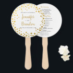 Éventail Ventilateur du programme de mariage rond Gold conf<br><div class="desc">Ventilateur du programme de mariage rond de confettis d'or. Pour plus de personnalisation,  cliquez sur le lien "customiser plus" et utilisez notre outil de conception pour modifier ce modèle.</div>