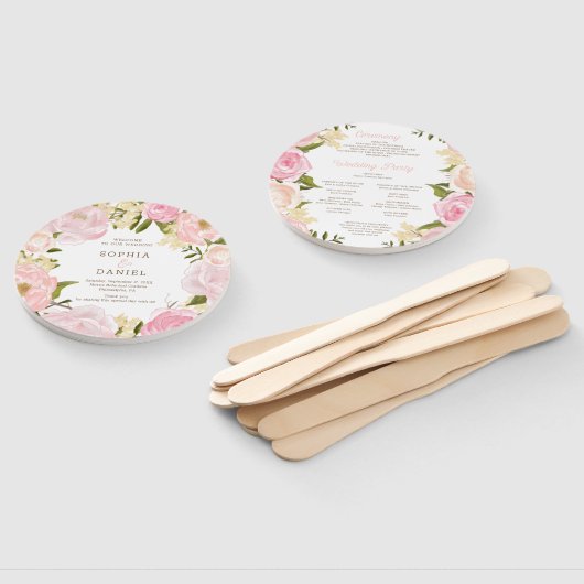 Éventail Ventilateur du programme de mariage rose floral ro (Non-assemblé)