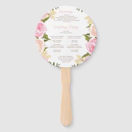 Éventail Ventilateur du programme de mariage rose floral ro (Dos)