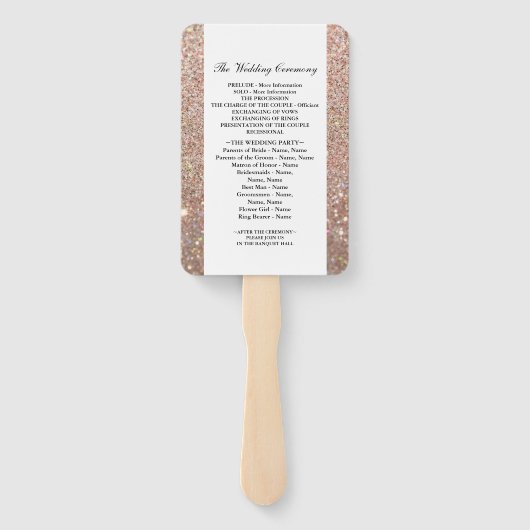 Éventail Ventilateur du programme de mariage - Rose Parties (Dos)