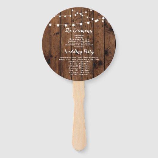Éventail Ventilateur du programme de mariage Rustic Wood Li (Dos)