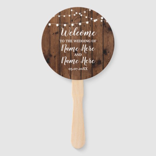 Éventail Ventilateur du programme de mariage Rustic Wood Li (Devant)