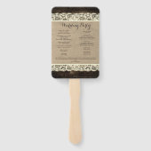 Éventail Ventilateur du programme de mariage rustique | Brû (Dos)