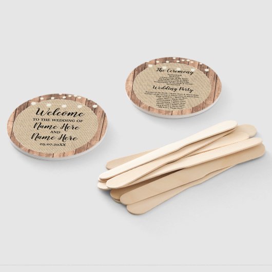 Éventail Ventilateur du programme de mariage Rustique Burla (Non-assemblé)