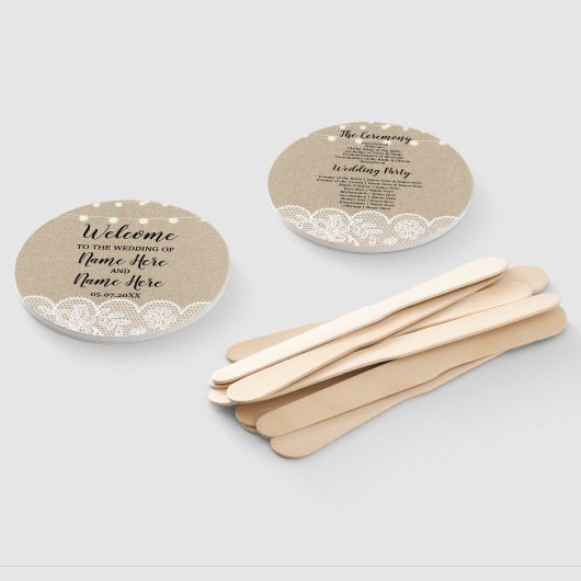 Éventail Ventilateur du programme de mariage Rustique Burla (Non-assemblé)