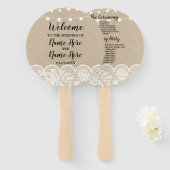 Éventail Ventilateur du programme de mariage Rustique Burla (Devant et derrière)