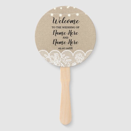 Éventail Ventilateur du programme de mariage Rustique Burla (Devant)