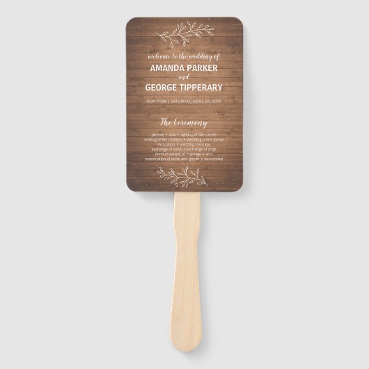 Éventail Ventilateur du programme de mariage rustique en bo (Devant)