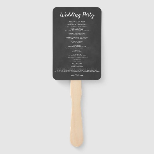 Éventail Ventilateur du programme de mariage simple et élég (Dos)