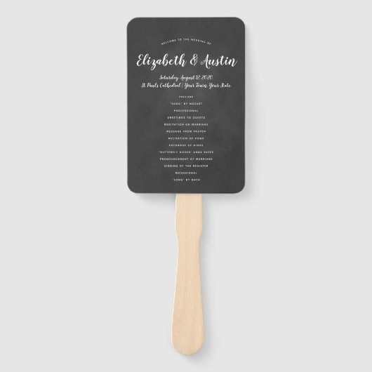 Éventail Ventilateur du programme de mariage simple et élég (Devant)