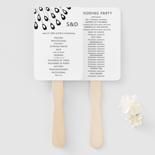 Éventail Ventilateur du programme de mariage Stylisé Peacoc (Devant et derrière)