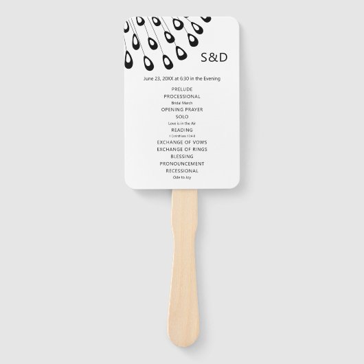 Éventail Ventilateur du programme de mariage Stylisé Peacoc (Devant)