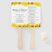 Éventail Ventilateur du programme de mariage Sunflowers. Me (Devant et derrière)