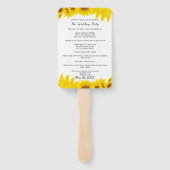 Éventail Ventilateur du programme de mariage Sunflowers. Me (Dos)