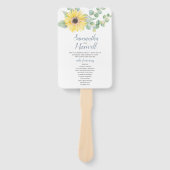 Éventail Ventilateur du programme de mariage Tournesol vert (Devant)