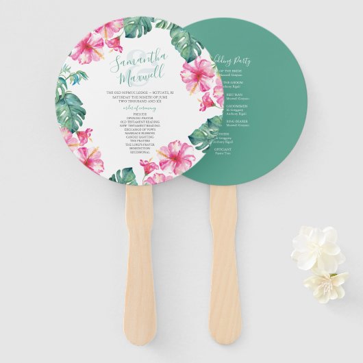 Éventail Ventilateur du programme de Mariage tropical (Devant et derrière)
