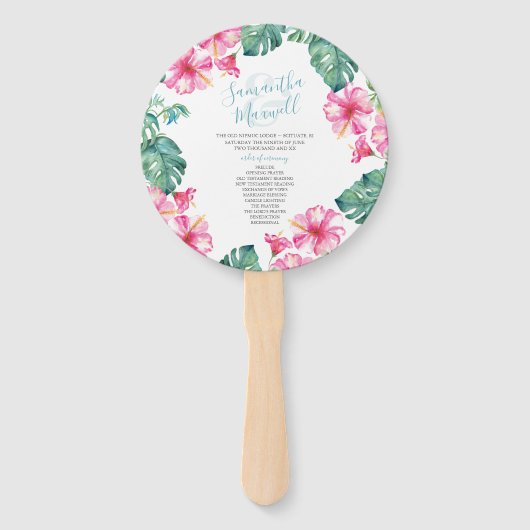 Éventail Ventilateur du programme de Mariage tropical (Devant)