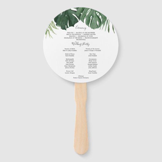 Éventail Ventilateur du programme de mariage tropical de Mo (Dos)