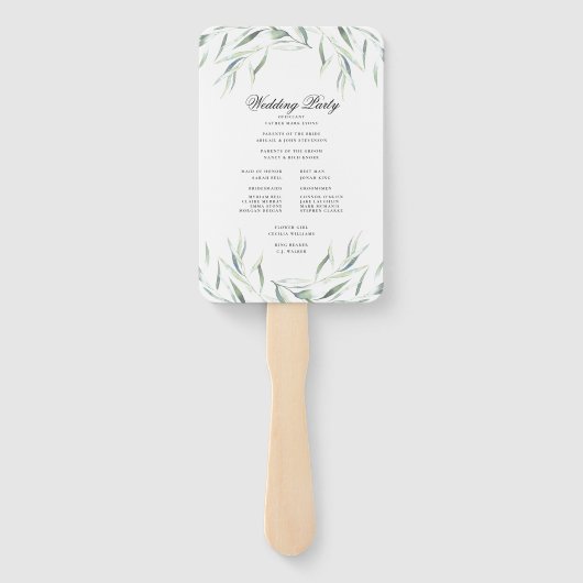 Éventail Ventilateur du programme de mariage verdoyant (Dos)