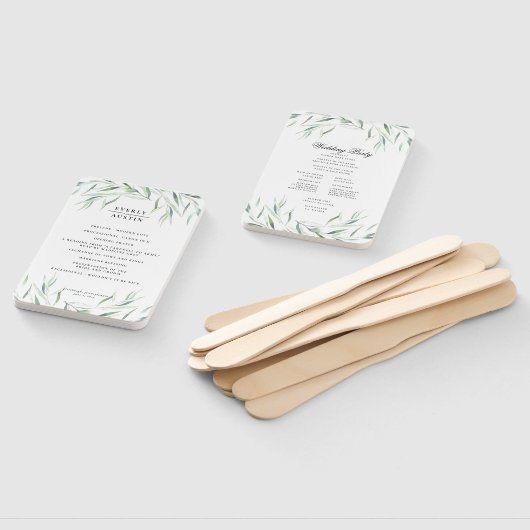 Éventail Ventilateur du programme de mariage verdoyant (Non-assemblé)