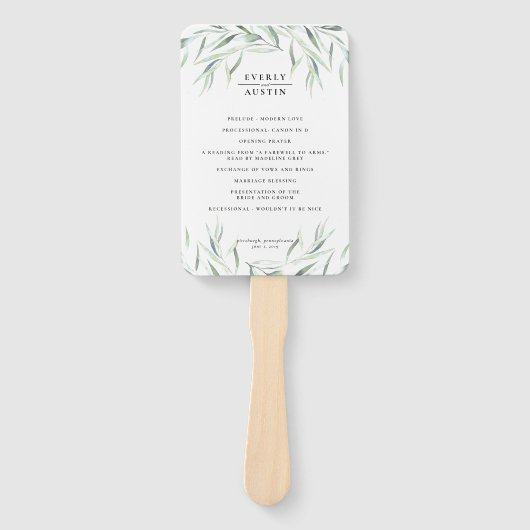 Éventail Ventilateur du programme de mariage verdoyant (Devant)