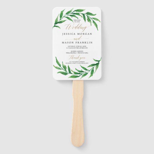 Éventail Ventilateur du programme de mariage vert (Devant)