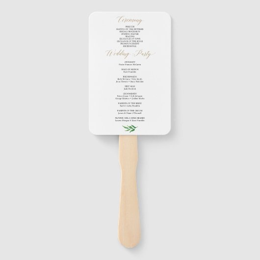 Éventail Ventilateur du programme de mariage vert (Dos)