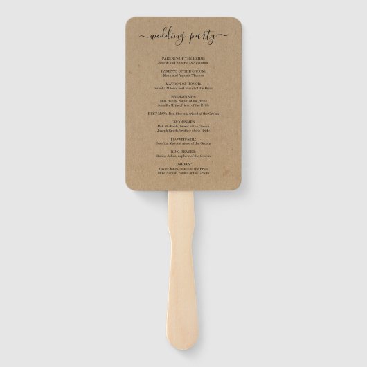 Éventail Ventilateur du programme de messe mariage / cérémo (Dos)