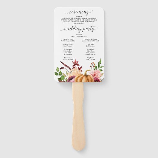 Éventail Ventilateur du programme Mariage de automne Bliss  (Dos)