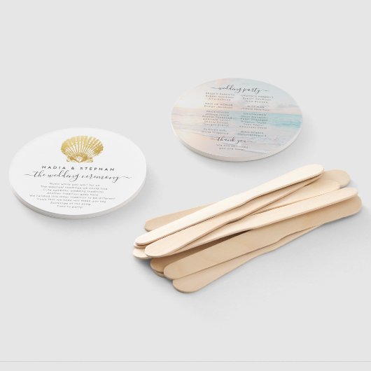 Éventail Ventilateur du programme photo Seashell de mariage (Non-assemblé)