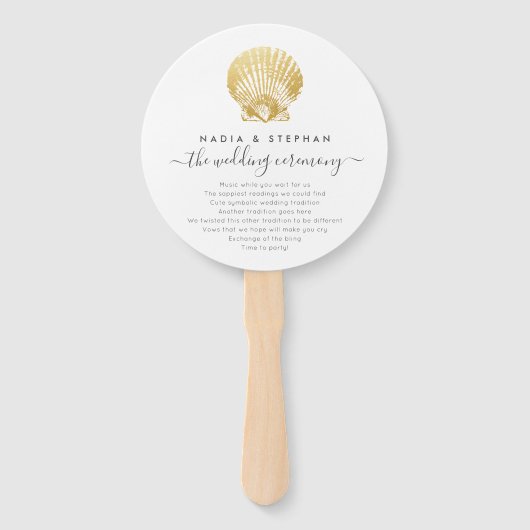 Éventail Ventilateur du programme photo Seashell de mariage (Devant)