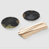 Éventail Ventilateur main en marbre noir et or (Non-assemblé)