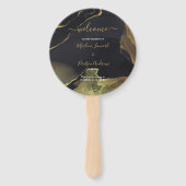 Éventail Ventilateur main en marbre noir et or (Devant)